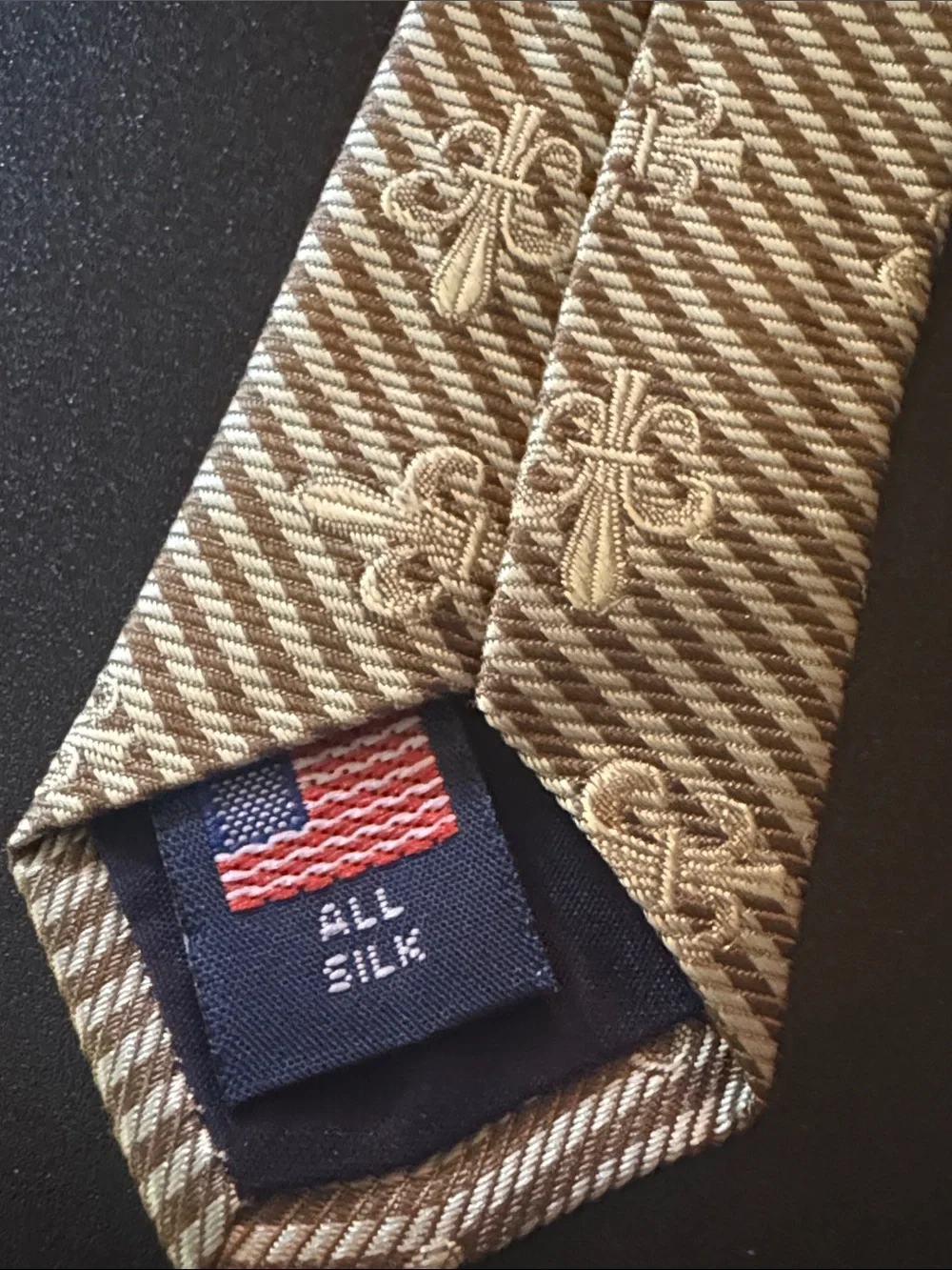 Gitman‎ Brothers Beige and Cream Fleur-de-Lis Silk Tie